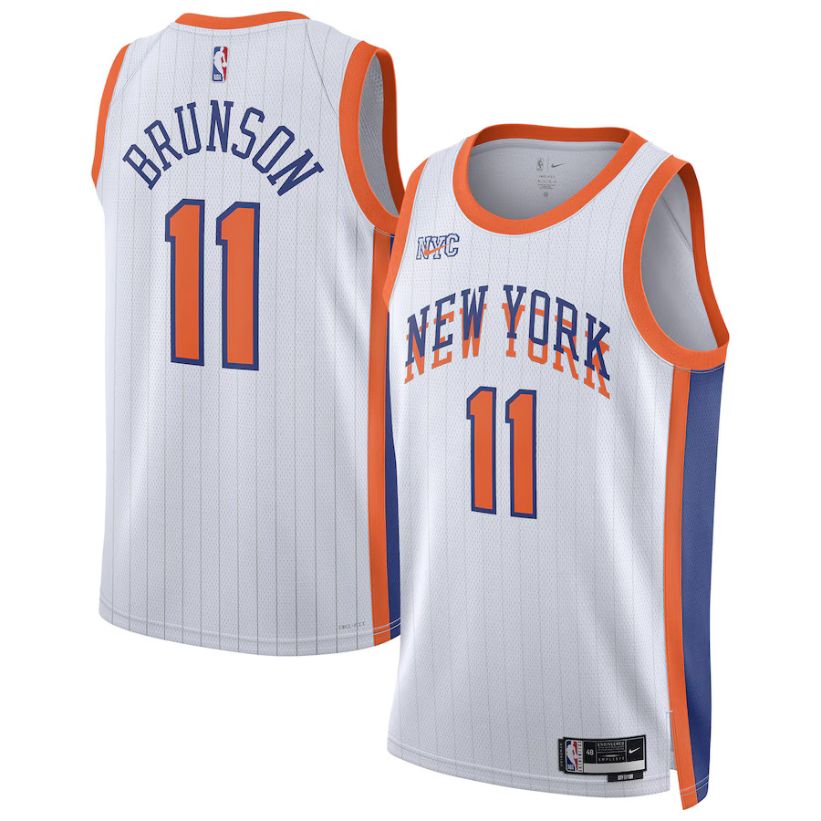 Men New York Knicks #11 Jalen Brunson Nike White City Edition 2024-25 Swingman Player NBA Jerse->youth nba jersey->Youth Jersey